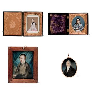 Lot of Four Miniature Portrait, Mexico and Spain, 19th century