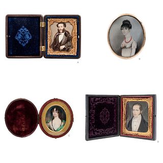 Lot of Four Miniature portraits, France, England, and Spain, 19th century