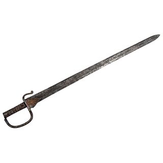 Sword. Spain-Mexico, 19th century, Iron and sgraffito with double blade rear handle