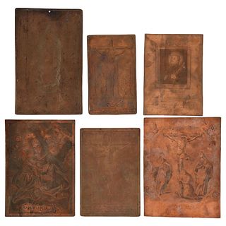 Lot of Plaques for Religious Prints, Mexico, 18th-19th centuries, Copper plaques for engravings
