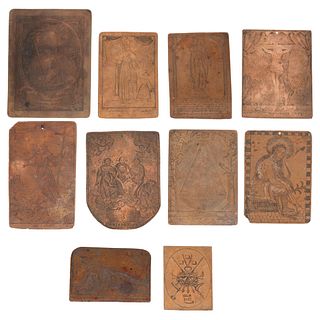 Lot of Plaques for Religious Prints, Mexico, 18th-19th centuries, Copper plaques for engravings