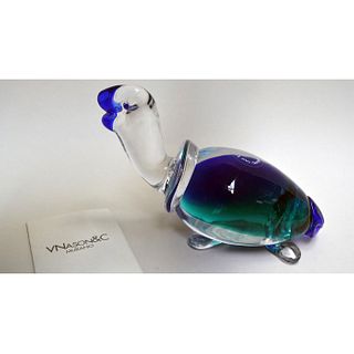 MURANO GLASS V. NASON & CO. TURTLE FIGURINE, IN MULTI-COLORS