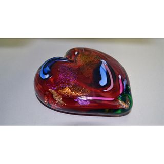 GLASS EYE STUDIO ART DECO RED HEARTS OF FIRE PAPERWEIGHT