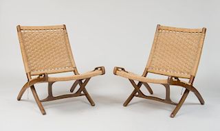 Pair of Folding Chairs, in the Style of Hans Wegner