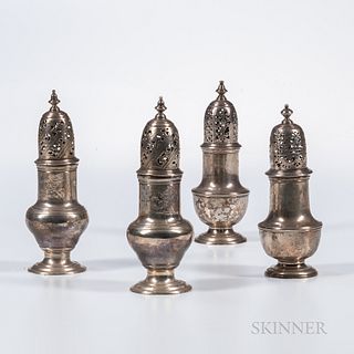 Four George III Sterling Silver Shakers