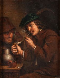 Manner of Adriaen van Ostade (Dutch, 1610-1685)      Smoker Lighting His Pipe
