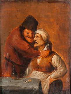 School of Pieter Quast (Dutch, 1606-1647)      Old Peasant Couple Embracing