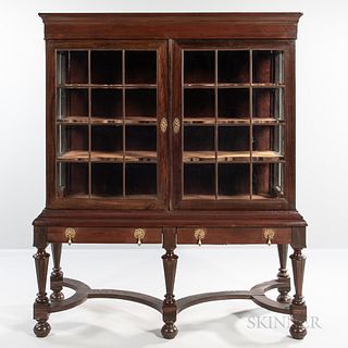 Jacobean-style Mahogany and Walnut Veneer Display Cabinet