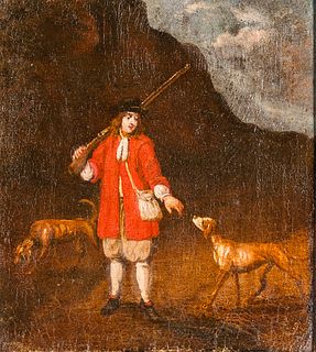 Dutch School, 17th Century      Hunter with a Rifle over his Shoulder and Two Dogs