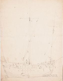 Attributed to Willem van de Velde the Younger (Dutch, 1633-1707)      Sketch of a Fishing Vessel