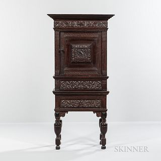 Carved Oak Cabinet-on-Stand