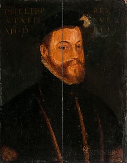 European School, 16th Century Style, Possibly After Anthonis Mor (Spanish, 1519-1577)      Portrait of Phillip II of Spain