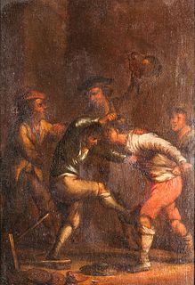 Manner of Adriaen Brouwer (Flemish, 1605/1606-1638)      Interior with Peasants Fighting
