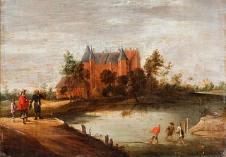 School of David Teniers II (Flemish, 1610-1690)      Figures in a Landscape, Castle Beyond