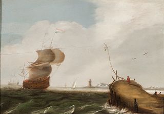 Dutch School, 19th Century      Sailing Vessels off the Coast