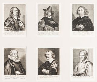 Johannes Meyssens (Flemish, 1612-1670), Publisher, Six Portraits of Artists/Architects in a Common Frame: Simon Bosboom, Leonard Bramer