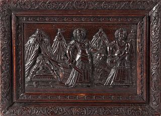 Carved Oak Biblical Panel