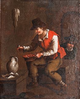 Dutch School, 17th Century      Seated Peasant Man with a Pipe and Jug