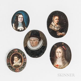 Dutch and Flemish School, 17th Century      Five Miniature Portraits of Women