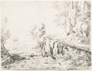 Italian or Dutch School, 17th Century Style      Italianate Landscape Drawing