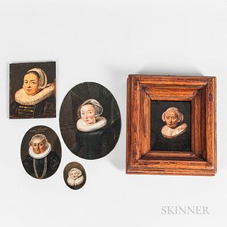 Dutch School, 17th Century      Five Small Portraits, Sitters in White Ruffs and Caps