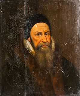 Dutch School, 17th Century Style      Bearded Man in a Ruff and Black Cap