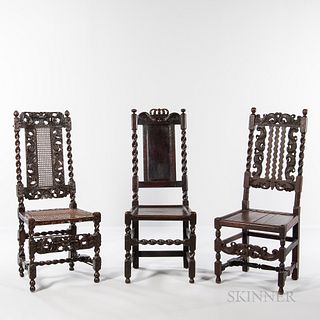 Three Carved High-back Side Chairs