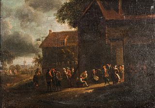 Dutch School, 17th Century      Dancing and Conversation in the Light of an Open Tavern Door