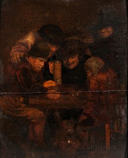 School of Egbert van Heemskerck the Elder (Dutch, 1634-1704)      Five Men Playing Dice at a Table