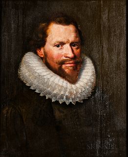 School of Jan Anthonisz van Ravesteyn (Dutch, c. 1570-1657), Portrait of a Gentleman, Head and Shoulders, Wearing a Black Shirt and Whi