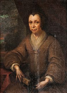 School of Pieter Cornelisz. van Slingelandt (Dutch, 1640-1691)      Older Woman in Brown, Seated, Holding a Book
