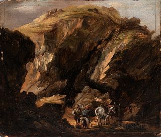 Flemish School, 17th/18th Century      Two Small Landscapes: Bandits in Mountainous Terrain