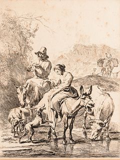 Nicolaes Berchem (Dutch, 1620-1683)      Shepherdess on a Donkey