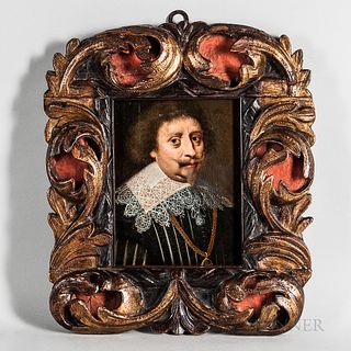 Dutch School, 17th Century Style      Head of a Man in a Flat Lace Collar and Gold Chain with Medallion
