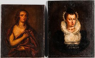 Dutch School, 16th/17th Century Style, Two Portraits of Women: After Anthony Van Dyck (Flemish, 1599-1641), Margaret Lemon, the Artist