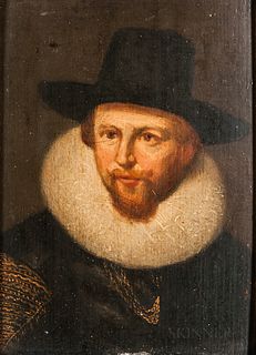 Dutch School, 17th Century Style      Head of a Man in a Ruff and Black Brimmed Hat