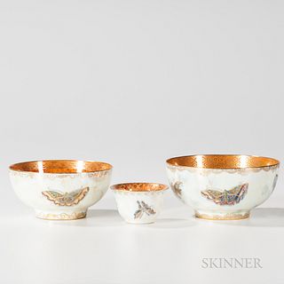 Three Wedgwood Butterfly Lustre Bowls