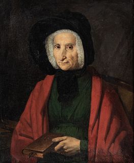 French School, 19th Century      Portrait of a Woman Holding a Book