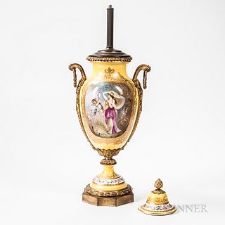 Sevres-style Porcelain and Gilt-bronze Lamp Base