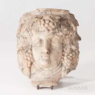 Carved Marble Bacchus Head Fragment