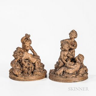 Two Painted Terra-cotta Figural Groups