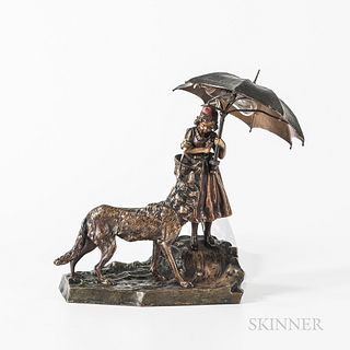 Cold-painted Bronze Figural Lamp