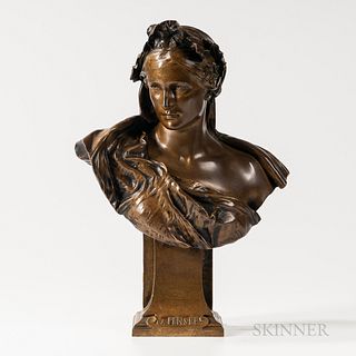 After Gustave-Frederic Michel (French, 1851-1924)       Bronze Bust La Pensee