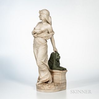 Carved Alabaster Figure of an Egyptian Maiden