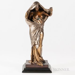 After Louis-Ernest Barrias (French, 1841-1905)       Bronze Figure of a Maiden, Nature Unveiling Herself Before Scirence