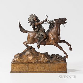 After Carl Kauba (American/Austrian, 1865-1922)       Bronze Model of a Native American on Horseback