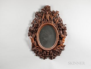 Black Forest-style Carved Wood Mirror