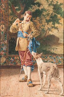 Antonio Canella (Italian, 1849-1922)      Cavalier with His Dog