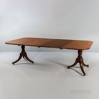 Regency-style Mahogany Double-pedestal Dining Table