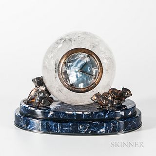 Chimento Rock Crystal and Marble Mantel Clock
